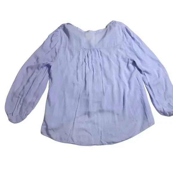 Maeve Pintuck Button Blouse Lavender Women’s 6 Peasant Cottagecore Puff Boho - Picture 3 of 16